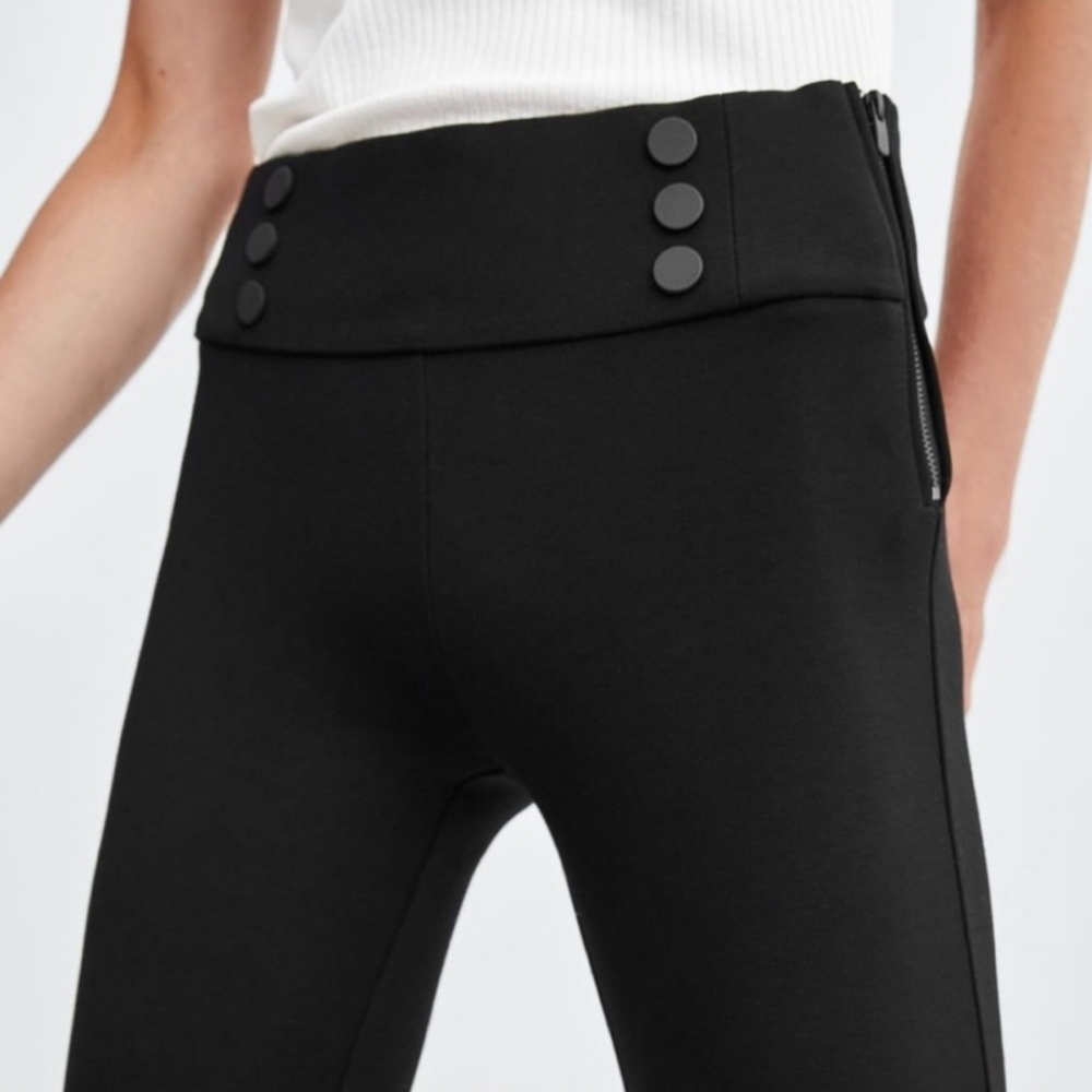 NWT Zara Mid-Rise Elevated Work Pants-Trafaluc Legging Collection, Large & Black